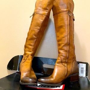 Two Rome tall leather boots. Back buckle with stones